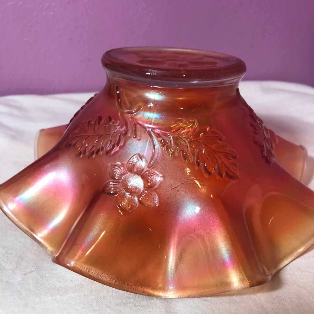 Dugan Marigold Daisy Ruffled Carnival Glass Dish Flower Burst GUC Display Retro